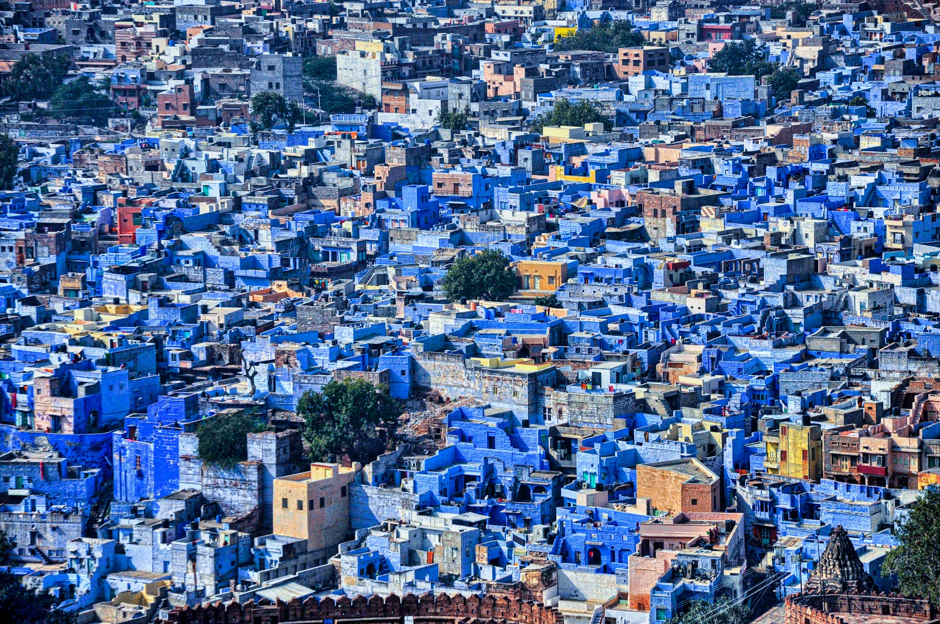 Mehrangarh Fort blue city view in Jodhpur, Rajasthan